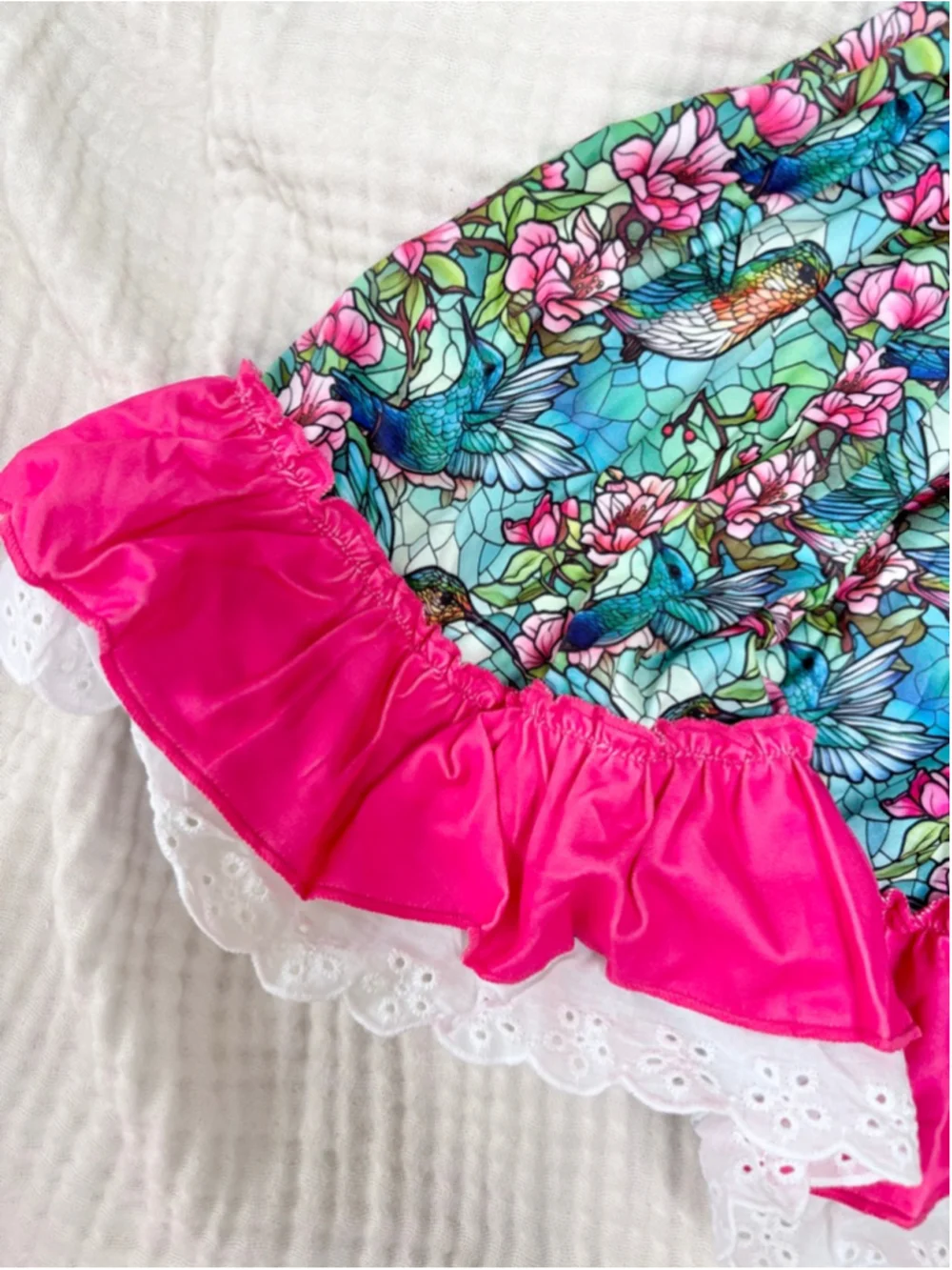 Girls Unbranded Casual Tunic & Leggings Set size 8 Blue Pink Hummingbird